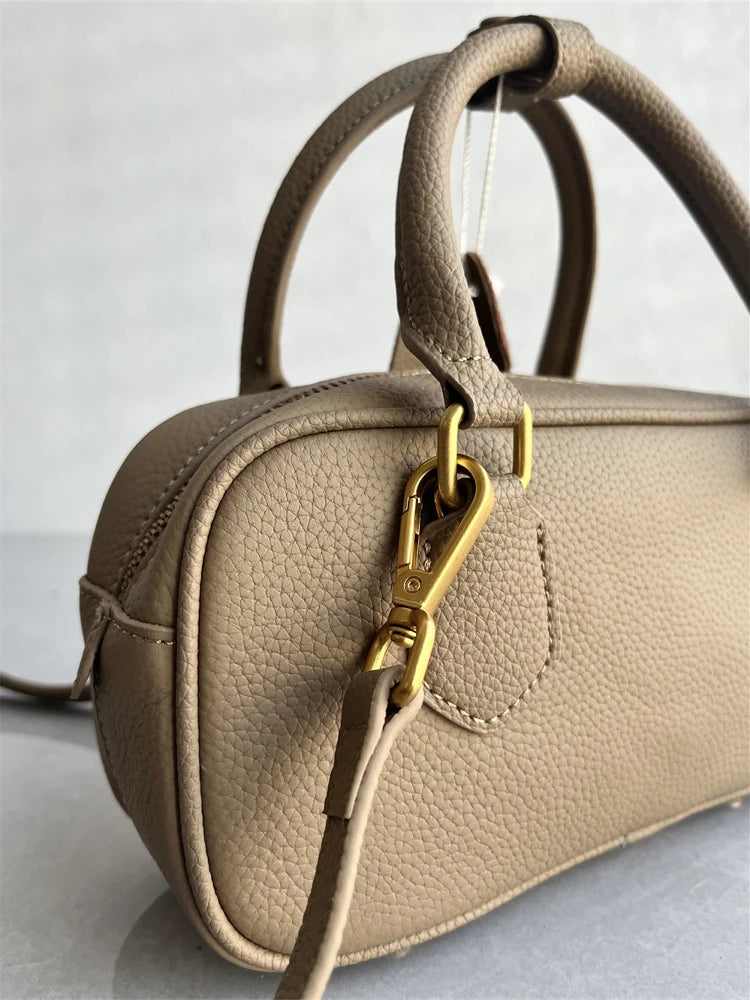 High-Quali Top-Layer Cowhide Leather Boston Sle Women's Handbag Faionable oulder Crossbody Bag with Quali Texture