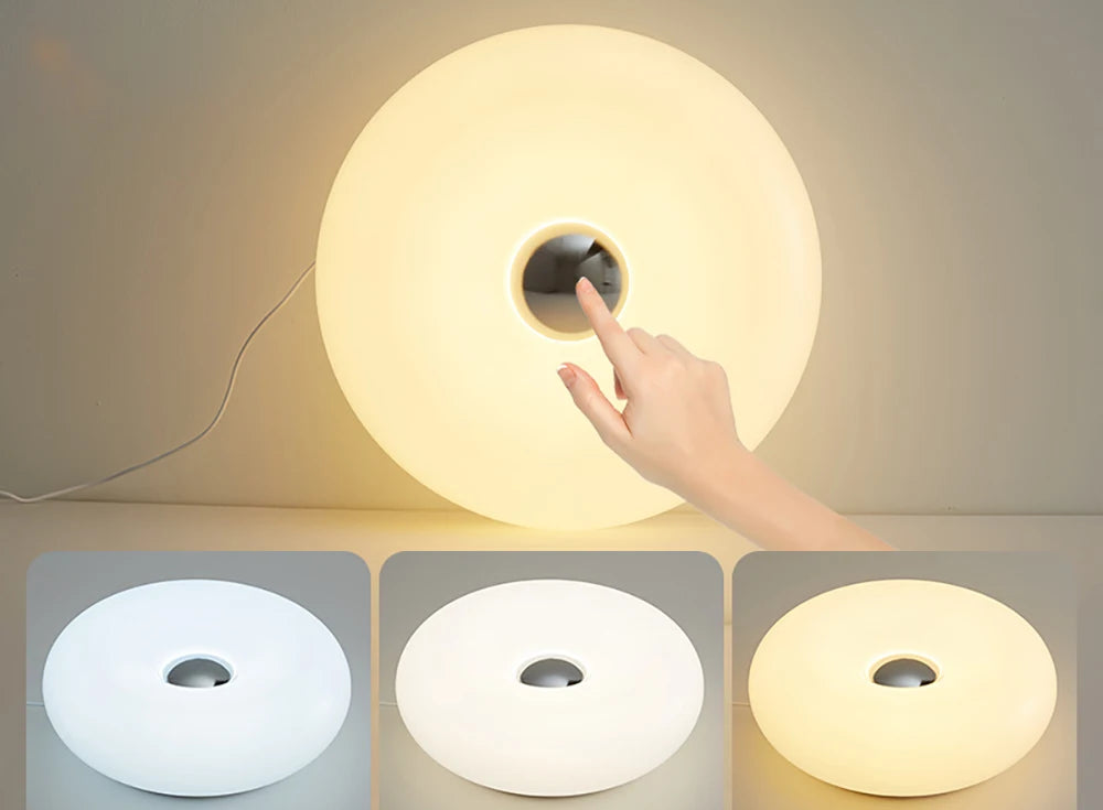 Bauhaus table lamp USB plug bedroom bedside lamp living room dining room decoration donut ambient light（Not glass）