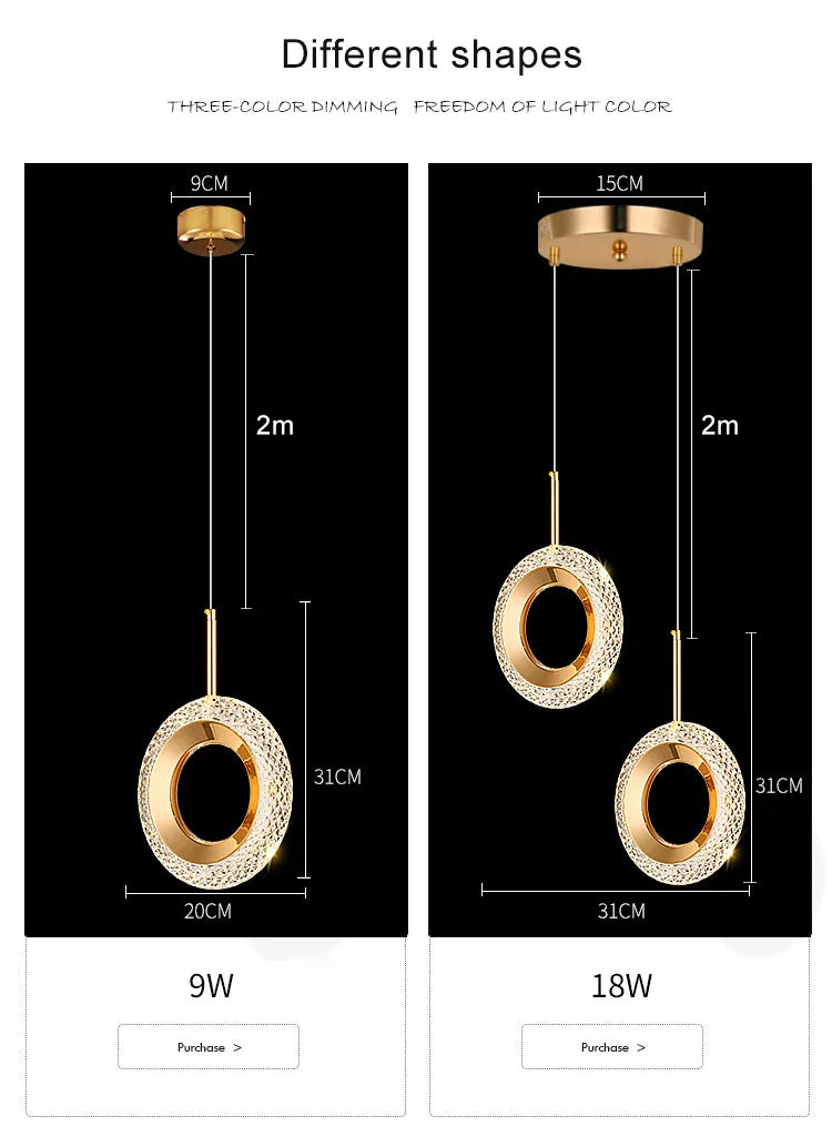 Nordic Ring LED Pendant Lights Indoor Hanging Lamp Room Decor For Bedside Bedroom Living Room Modern Pendant Lamp