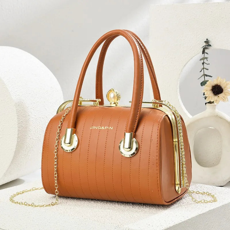 Retro Pu Leather Women's Handbag Fashion Girls Crossbody Shoulder Bag High-quality Exquisite Women's Boston Pillow Bag