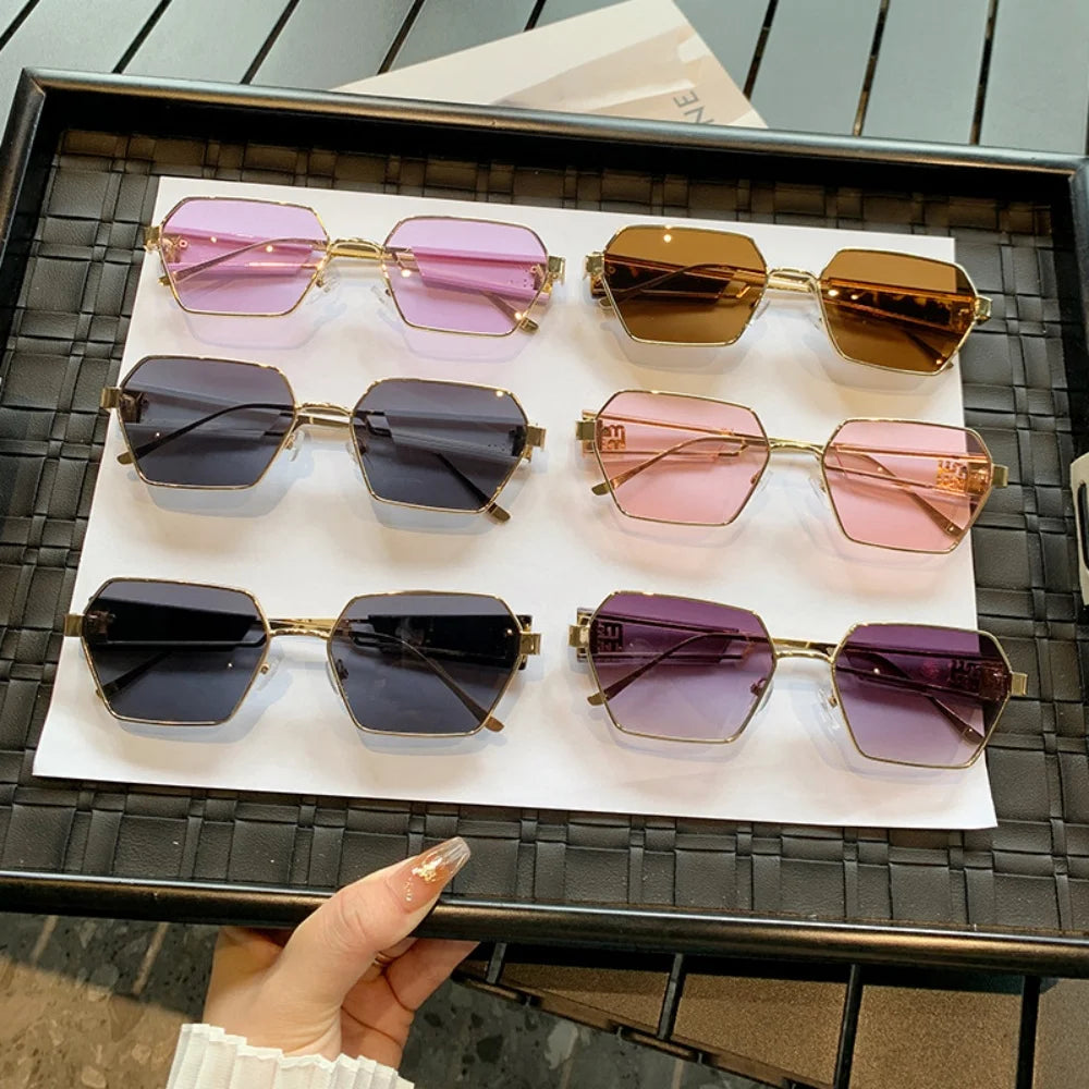 Fashion Irregular Punk Sunglasses Women Men Metal Full Frame Sun Glasses Personalized Hollow Eyewear Trendy UV400 Shades Glasses