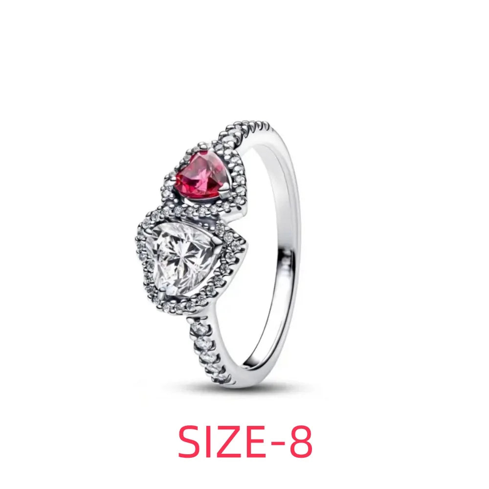 Original 925 Sterling Silver Colorful Bow Set Necklace Ring Earring Crystal For Women Valentine's Birthday Gift DIY Jewellery