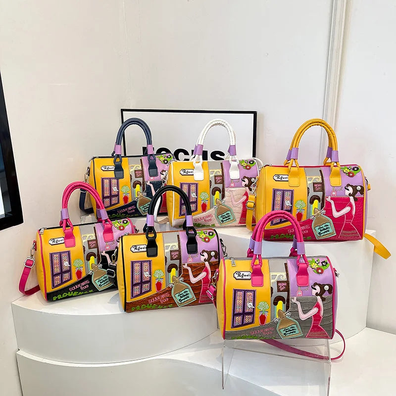 Fashion Women PU Leather Handbags Shoulder Bag Large Capacity Ladies Zipper Messenger Bags for Women Casual Boston Crossbody Bag