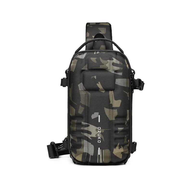 OZUKO Hard Shell Fashion Men Chest Bag Outdoor Sports Tactical Male Sling Shoulder Bag Large Capacity Waterproof Crossbody Bags