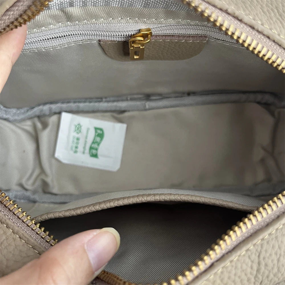 High-Quali Top-Layer Cowhide Leather Boston Sle Women's Handbag Faionable oulder Crossbody Bag with Quali Texture