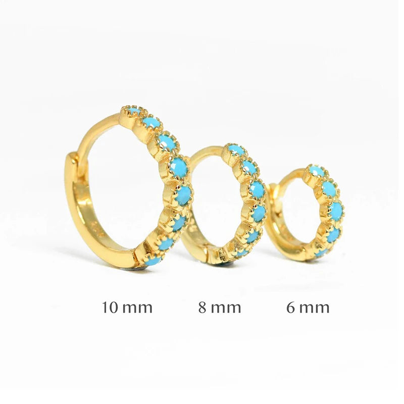 925 Sterling Silver 6mm 8mm 10mm Classic Round Gold Huggie Hoop Earrings for Women Men Tiny Huggie Rock Earrings Jewelry Gifts