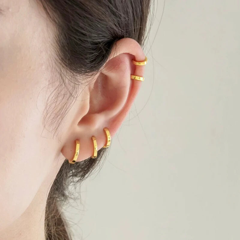 925 Sterling Silver 6mm 8mm 10mm Classic Round Gold Huggie Hoop Earrings for Women Men Tiny Huggie Rock Earrings Jewelry Gifts