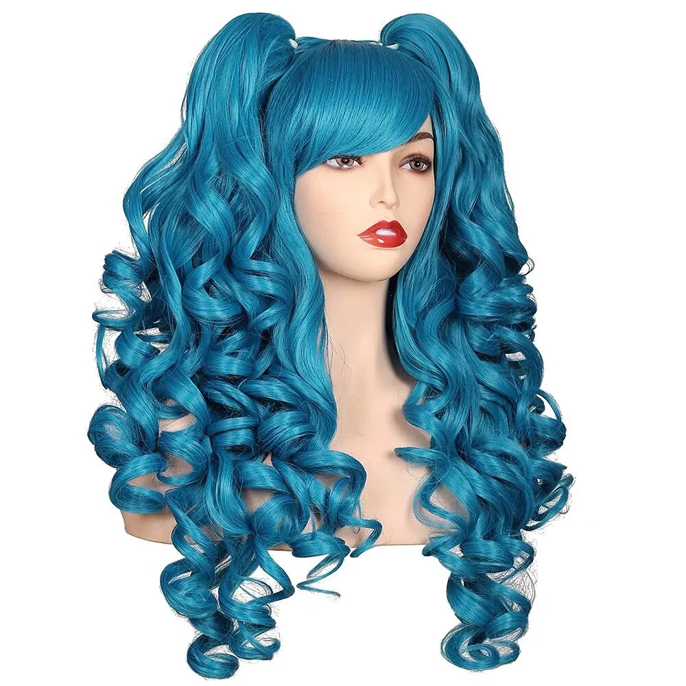 HAIRJOY Women Synthetic Hair  Long Curly Cosplay Wig  Halloween Wigs for Party  with 2 Ponytails