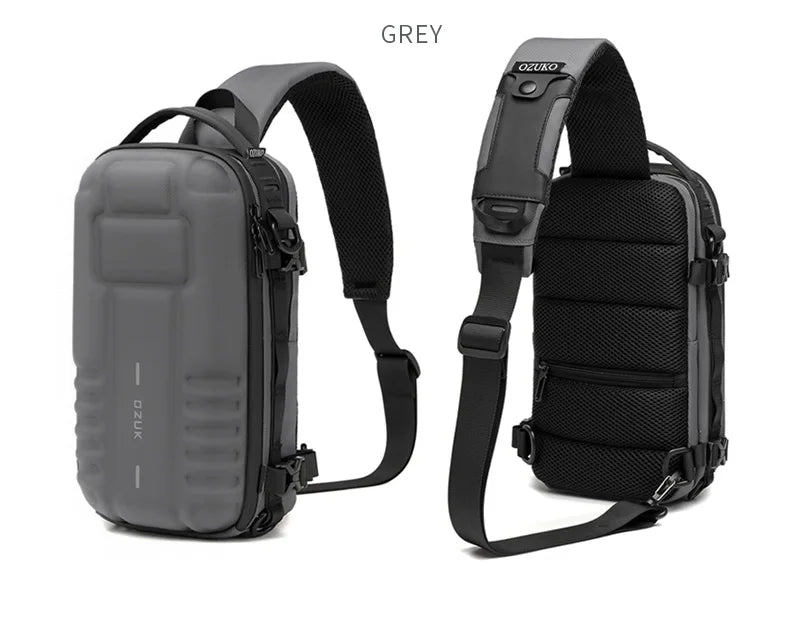 OZUKO Hard Shell Fashion Men Chest Bag Outdoor Sports Tactical Male Sling Shoulder Bag Large Capacity Waterproof Crossbody Bags