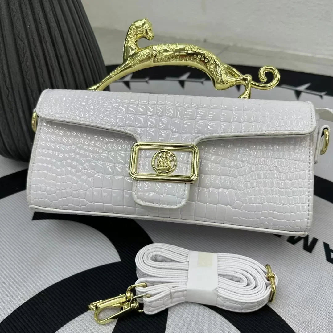 Women Luxury Brand Design Leather Shell Bag Ladies Metal Buckle Simple Fashion Shoulder Bag Party Commuting Oblique Bag