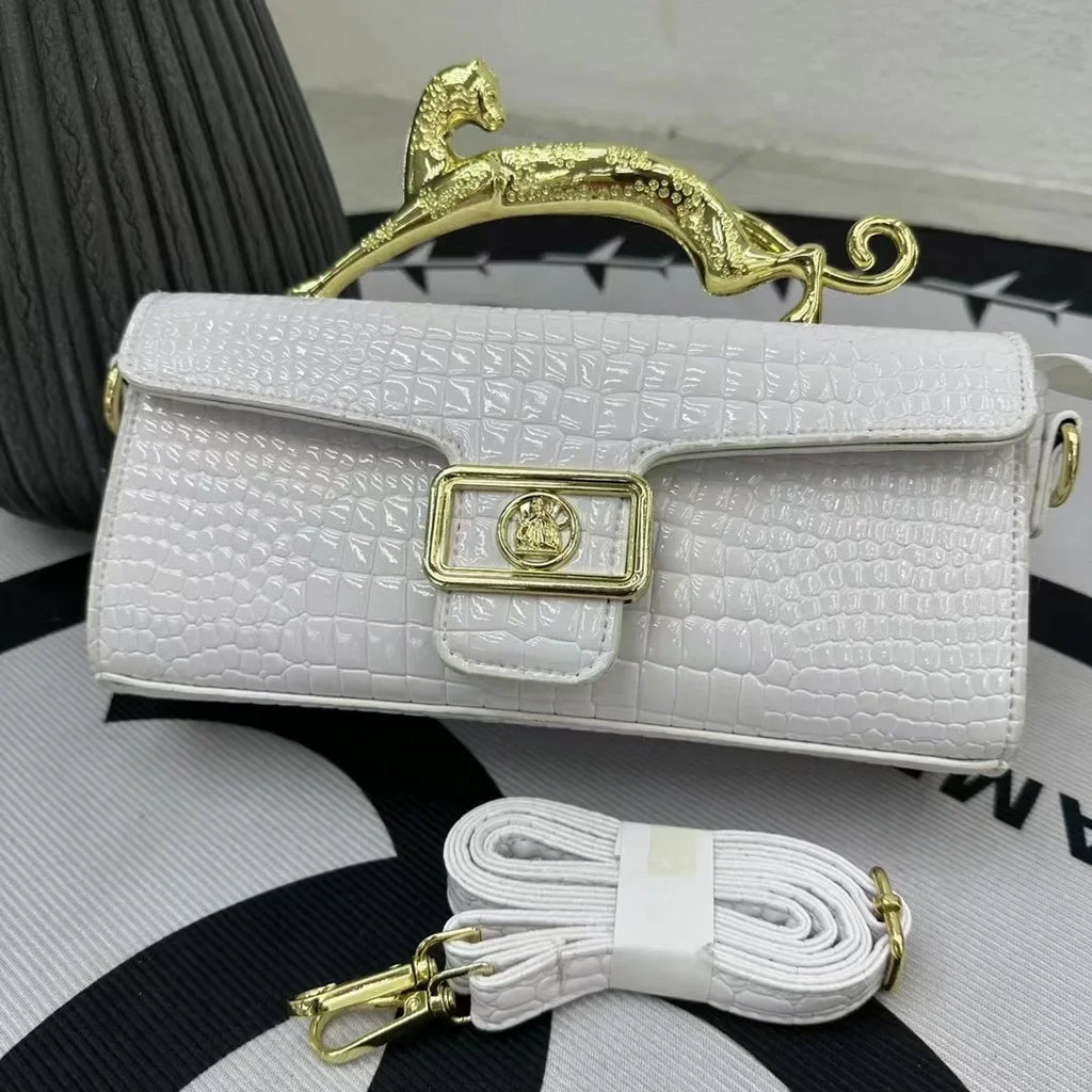 Women Luxury Brand Design Leather Shell Bag Ladies Metal Buckle Simple Fashion Shoulder Bag Party Commuting Oblique Bag