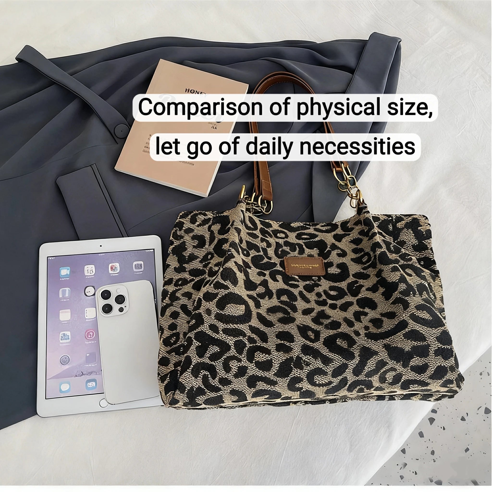 Women's Shoulder Bag Large Capacity Leopard Print Versatile Retro Texture Tote Bag Commuting Armpit Bag Women's Handbag