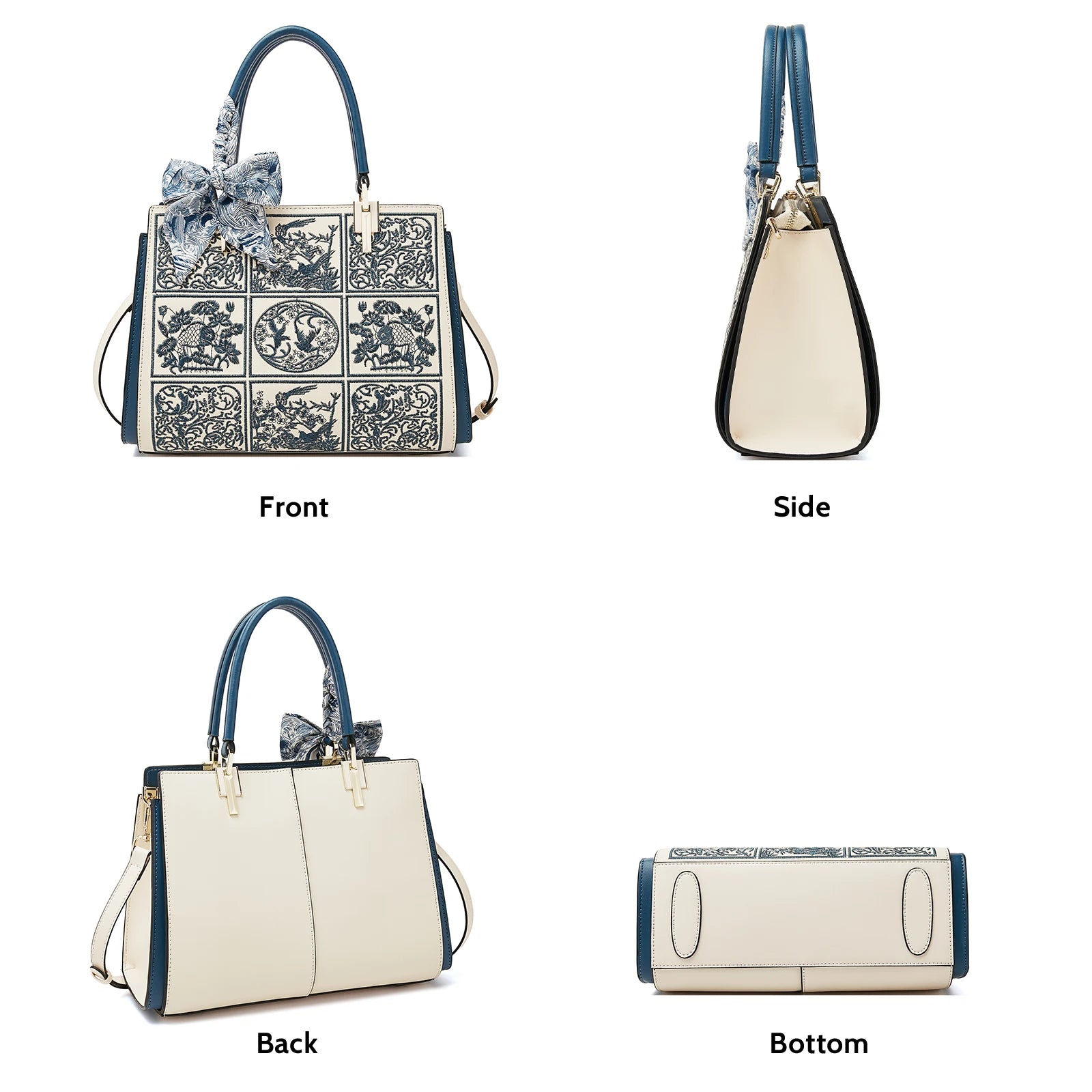 FOXER Split Leather 2025 Autumn Winter New Large Tote Handbag Women's Shoulder Bag Chinese Classic Embroidery Best Gift for Mom