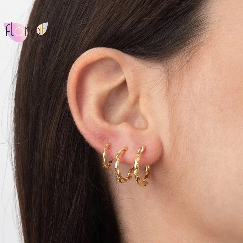 925 Sterling Silver 6mm 8mm 10mm Classic Round Gold Huggie Hoop Earrings for Women Men Tiny Huggie Rock Earrings Jewelry Gifts