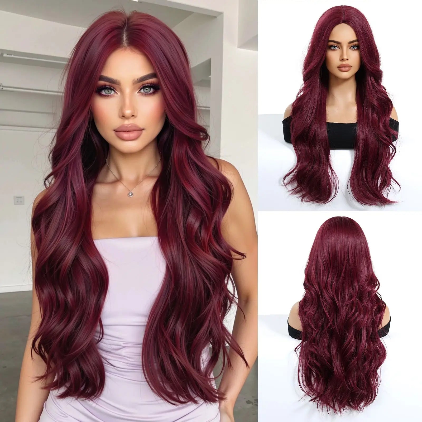 Super Long Curly Silver White Synthetic Wig Medium Part Water Wave Wigs For Women Daily Cosplay Halloween Colorfull Fake Hair