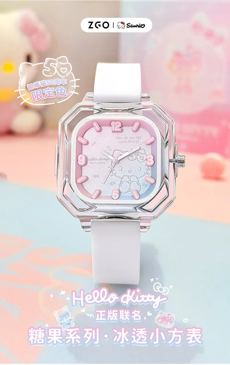 ZGO Sanrio 50th Anniversary Hello Kitty Women's Watch Fashion Waterproof Quartz Watch for Students, Perfect Gift 2198