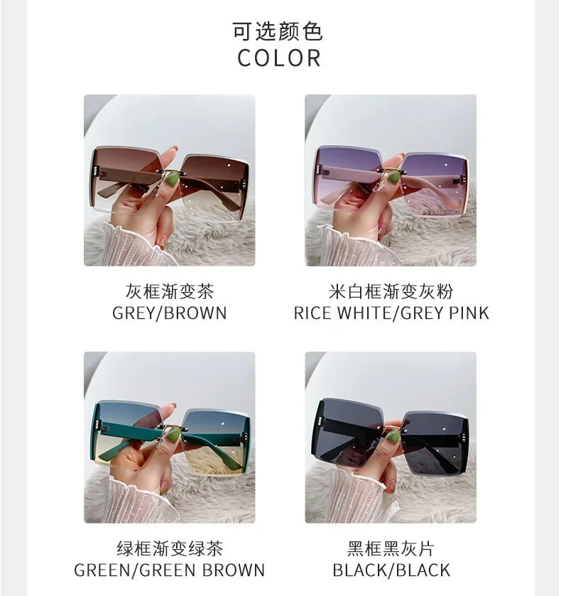 New Borderless Square Sunglasses Women's Brand Designer Fashion Sun Glasses Women Outdoor Driving Eyewear UV400 Oculos De Sol