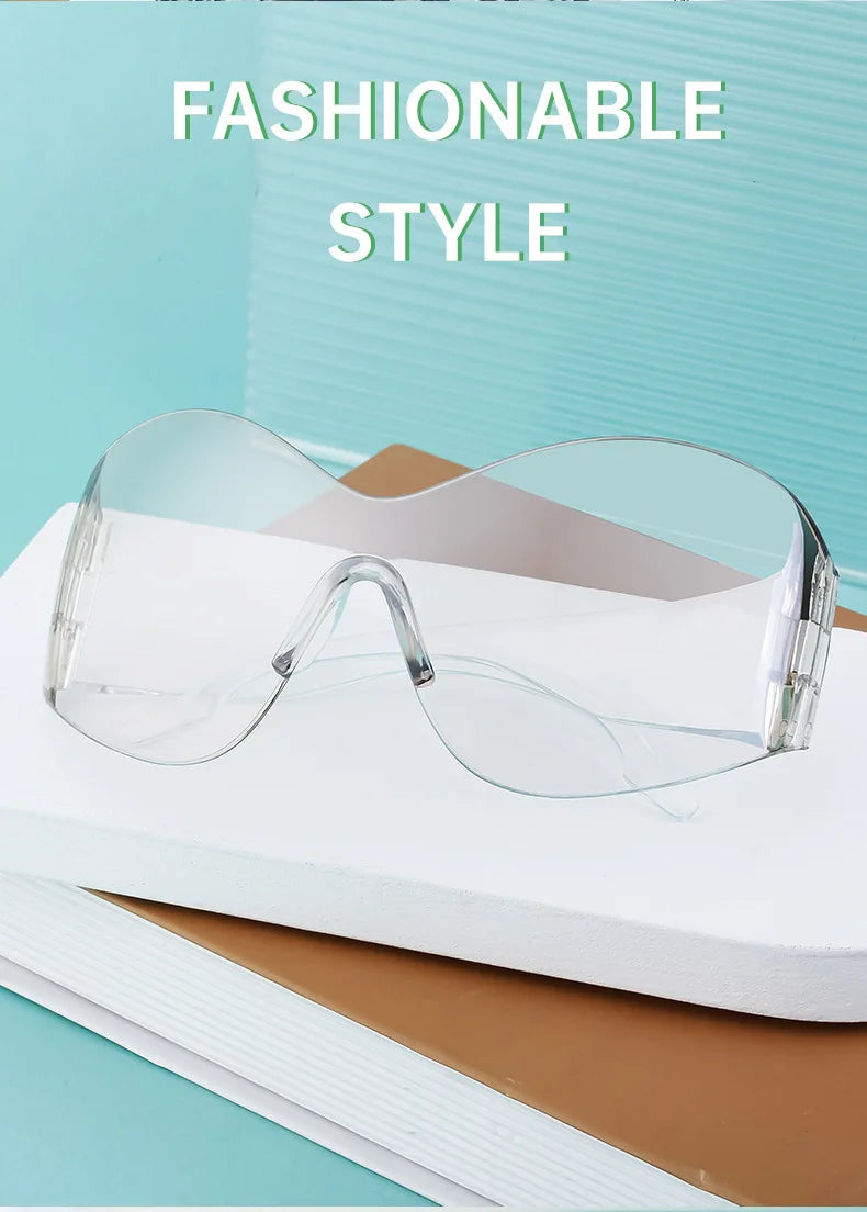 Y2K Oversized Rimless Sunglasses Women Men Luxury Brand Trend Steampunk Mask Butterfly Sun Glasses Lady Retro 2000's Punk Shades