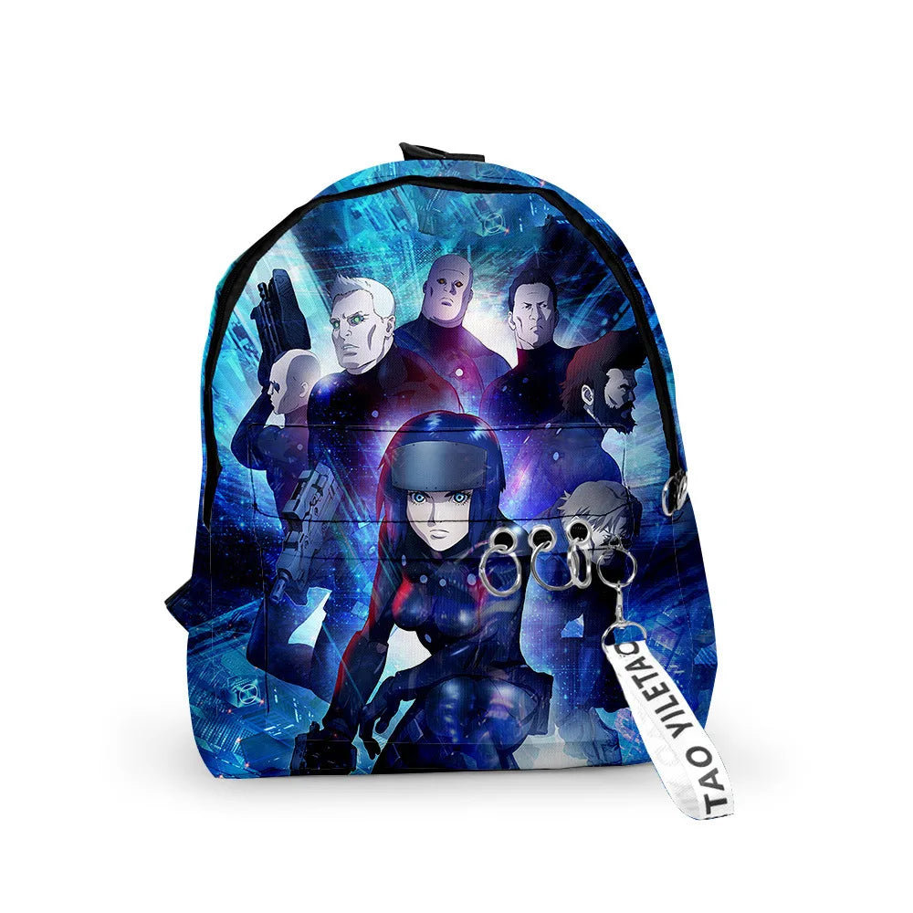 Cartoon Popular ghost in the shell School Bag Cute Small Travel Bags 3D Print Oxford Waterproof Key Chain Notebook Backpacks