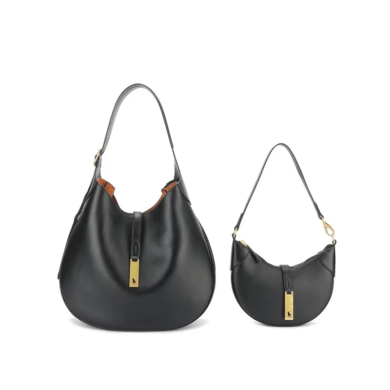 Saddle Bag Design Leather oulder Bag Women's Underarm Bag Frosted Cowhide Real Leather ID ow Crystal Bag  Size