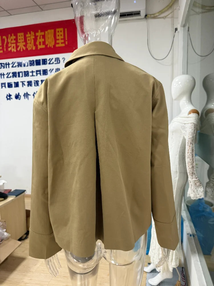 Stylish Cool Jackets Bow Tie Loose Lapel Pocket Coat Casual Vintage Women's Chic Versatile Outerwears Autumn Female Clothing