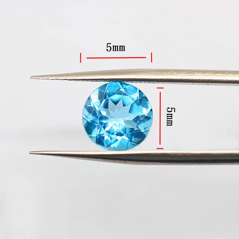 Factory Wholesale 100% Real Natural Circular Sky Blue Topaz Gemstone Loose Gems Diy Material for Jewelry