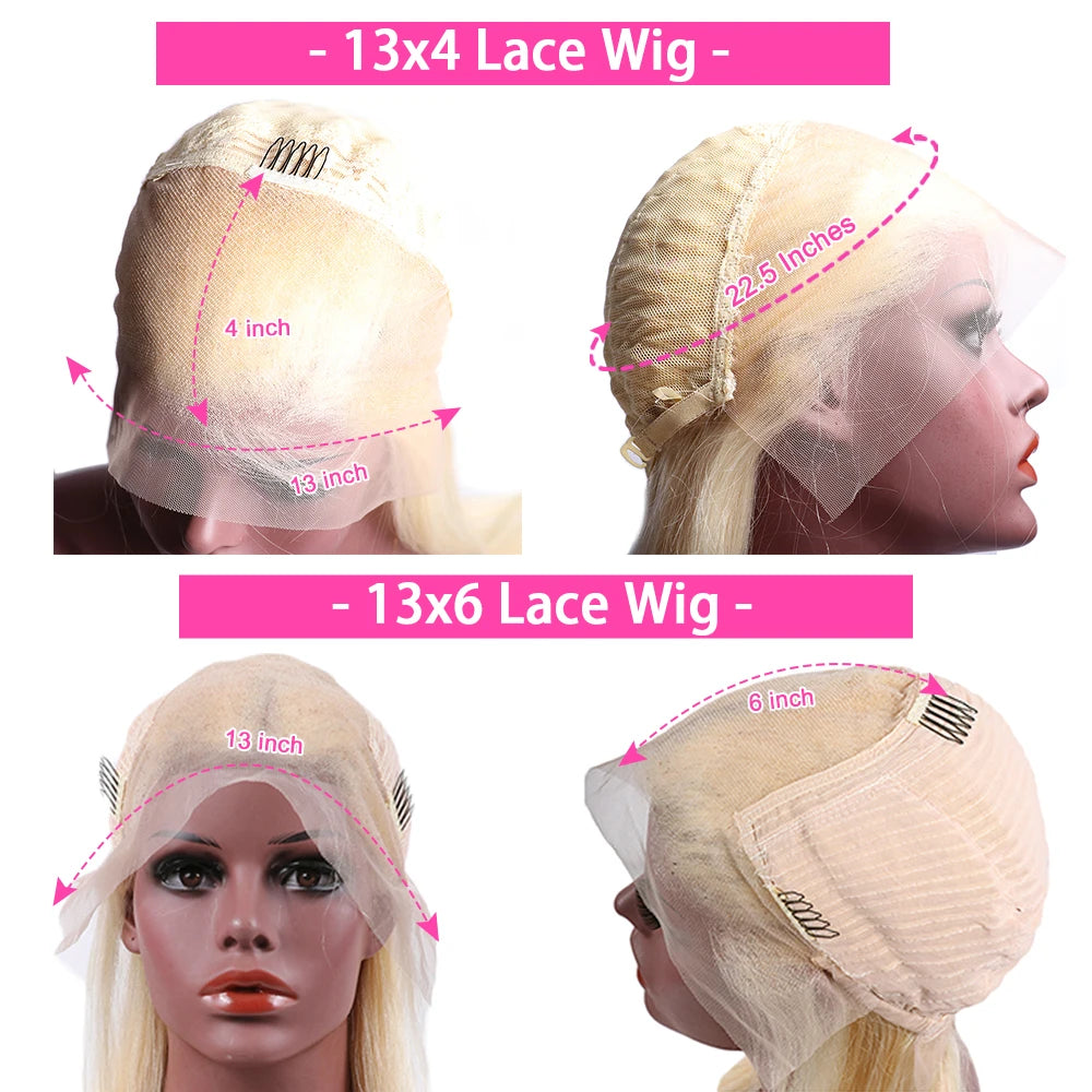 HD Transparent 613 Blonde Straight 13x4 13x6 Lace Front Human Hair Wigs For Women Brazilian Lace Frontal Wig PrePlucked