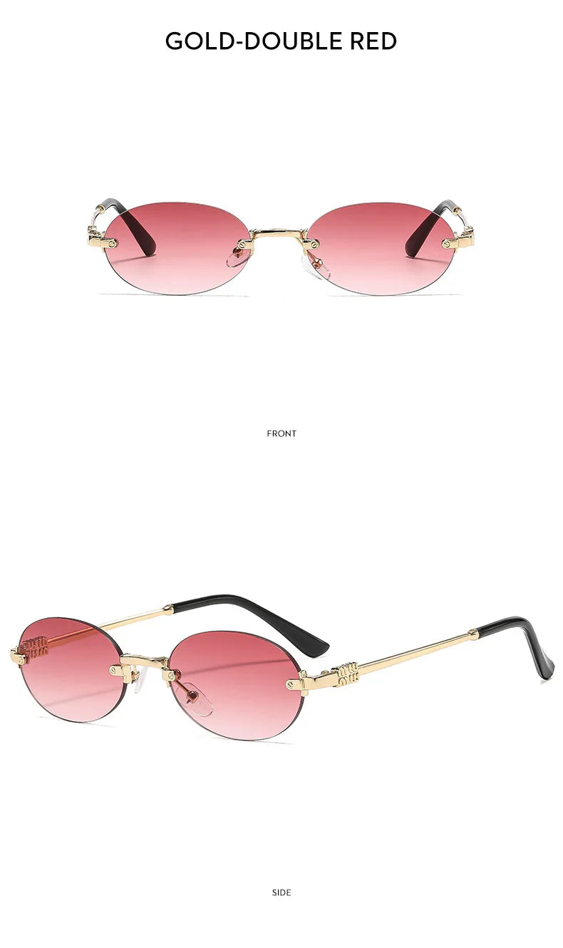 Frameless Oval Personality Sunglasses Luxury Brand Ins Style Summer Sun Protection Sunglasses High-End Fashion Sunglasses UV400