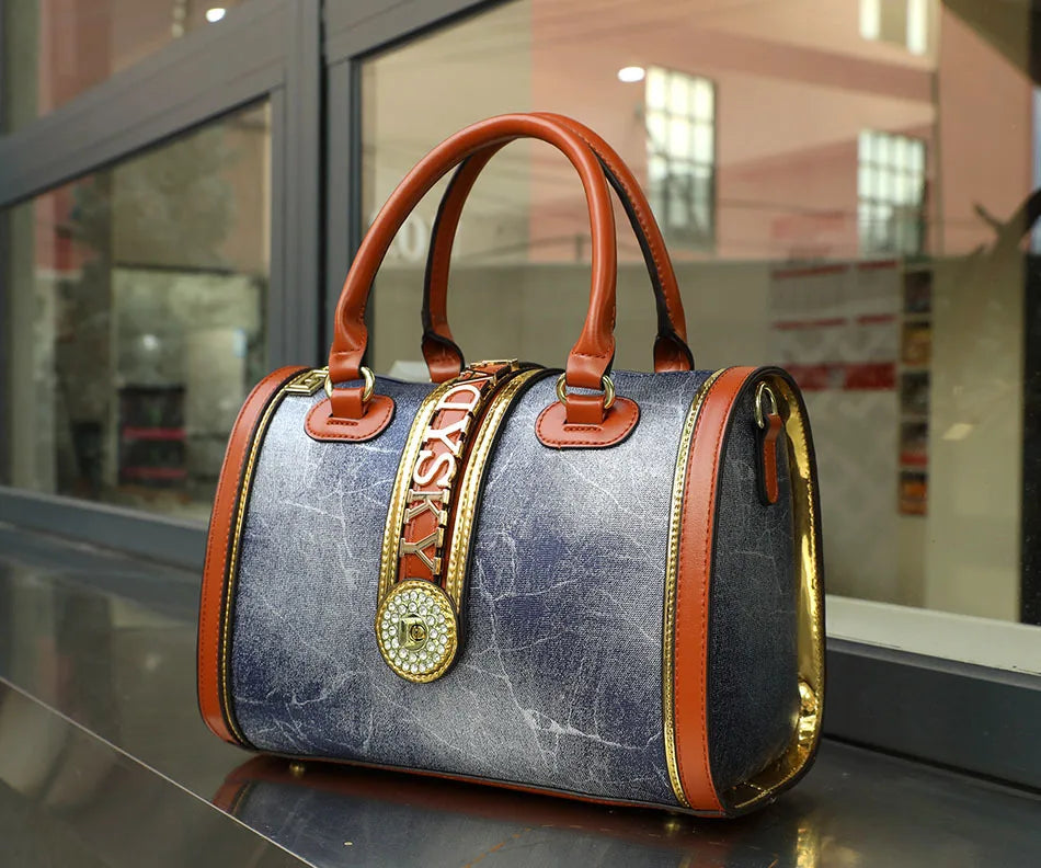 VM FASHION KISS new Top handle bag Jungle print Large-capacity Boston Handbags Women's Totes Microfiber Messenger Shoulder Bag