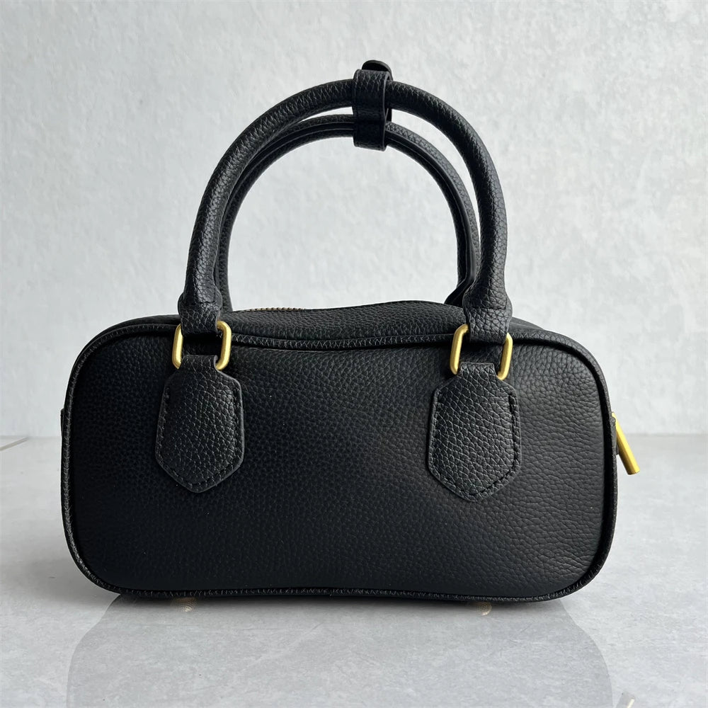 High-Quali Top-Layer Cowhide Leather Boston Sle Women's Handbag Faionable oulder Crossbody Bag with Quali Texture