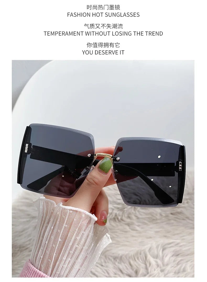 New Borderless Square Sunglasses Women's Brand Designer Fashion Sun Glasses Women Outdoor Driving Eyewear UV400 Oculos De Sol