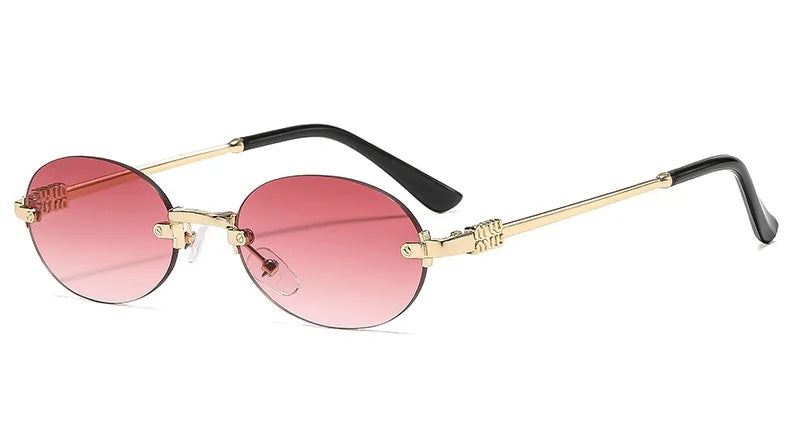 Frameless Oval Personality Sunglasses Luxury Brand Ins Style Summer Sun Protection Sunglasses High-End Fashion Sunglasses UV400