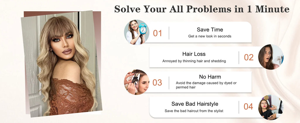 Synthetic Long Blonde Wigs with Bangs for Women Curly Wavy Hair Wigs Heat Resistant Fiber Wigs for Daily Party Use 26 Inches