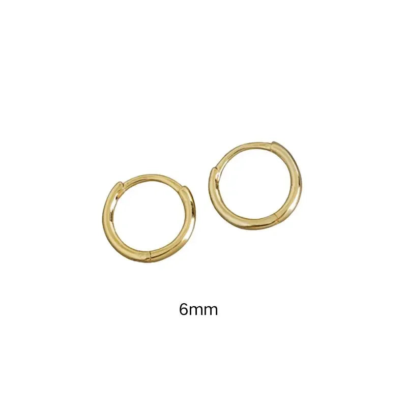 925 Sterling Silver 6mm 8mm 10mm Classic Round Gold Huggie Hoop Earrings for Women Men Tiny Huggie Rock Earrings Jewelry Gifts