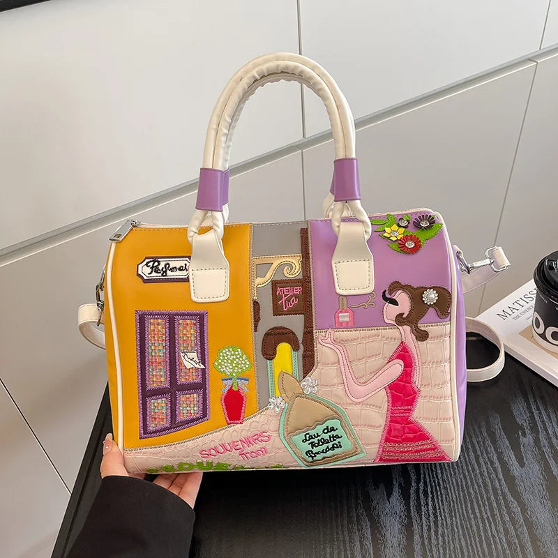 Fashion Women PU Leather Handbags Shoulder Bag Large Capacity Ladies Zipper Messenger Bags for Women Casual Boston Crossbody Bag