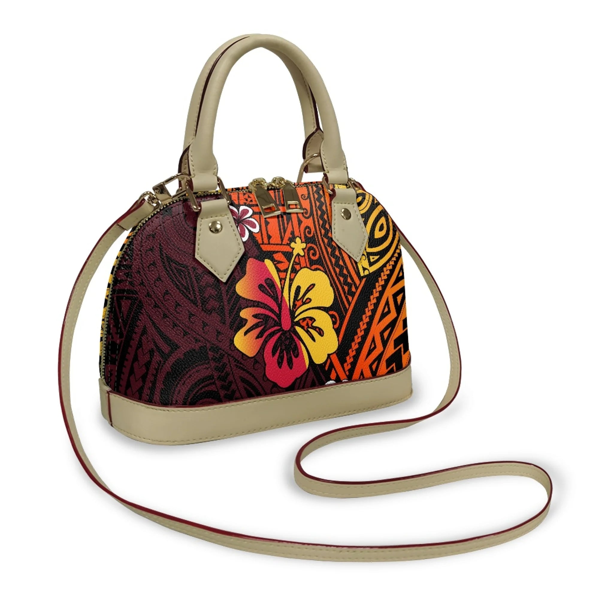 Polynesian Handbag Crossbody Bag Samoan Tribe Hibiscus Flower Design High Quality Shell Bag Temperament Durable Handbag