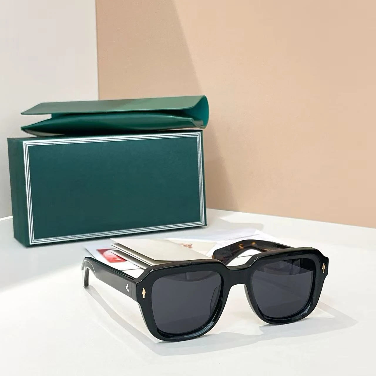 JMM HOPPER Handmade Square Acetate Japanese Designer Sunglasses UV400 – Men's Women's Vintage Photochromic Glasses with Case