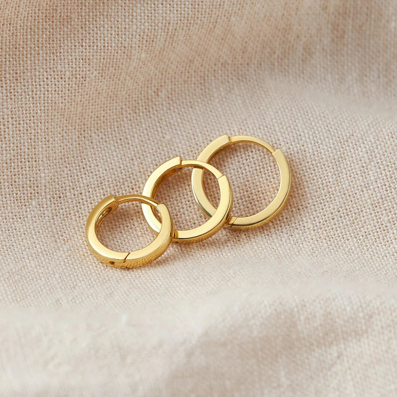 925 Sterling Silver 6mm 8mm 10mm Classic Round Gold Huggie Hoop Earrings for Women Men Tiny Huggie Rock Earrings Jewelry Gifts