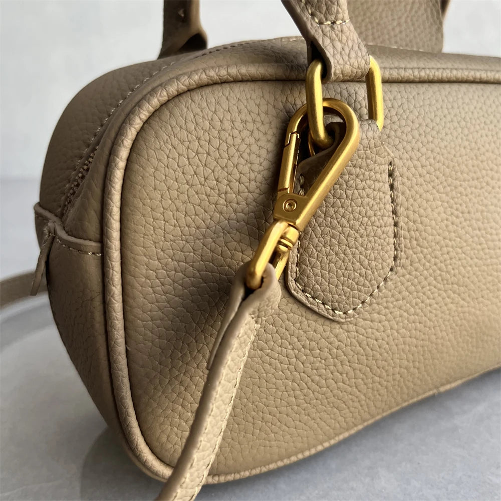 High-Quali Top-Layer Cowhide Leather Boston Sle Women's Handbag Faionable oulder Crossbody Bag with Quali Texture