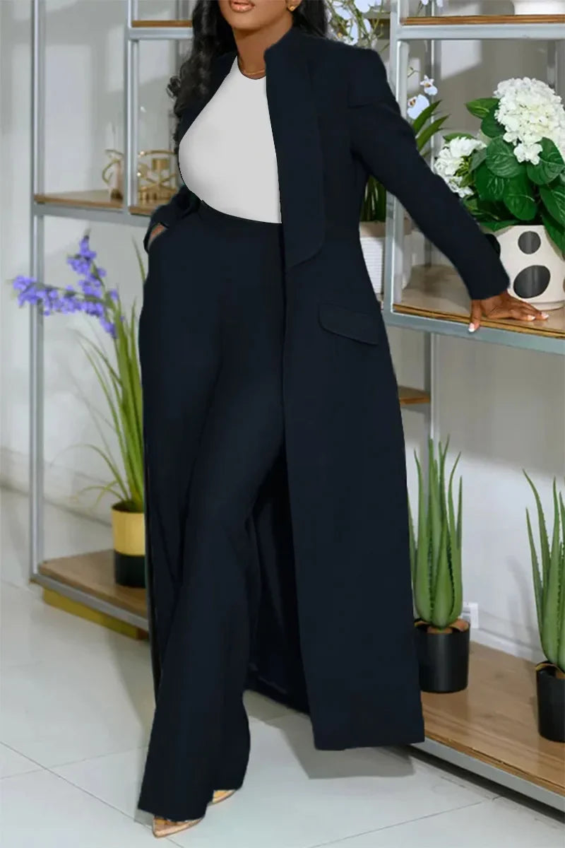 Women's Set Full Sleeve X-Long Blazer Coat+ Long Pant Suit 2025 Spring Streetwear Two 2 Piece Set Africa OL Work Outfits