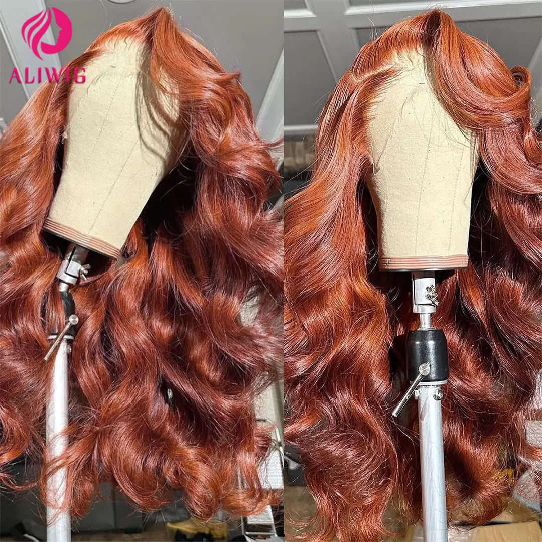Reddish Brown Body Wave Lace Frontal Wig 100% Brazilian 13x4 Hd Lace Front Human Hair Wigs Colored Transparent Lace Wigs Woman