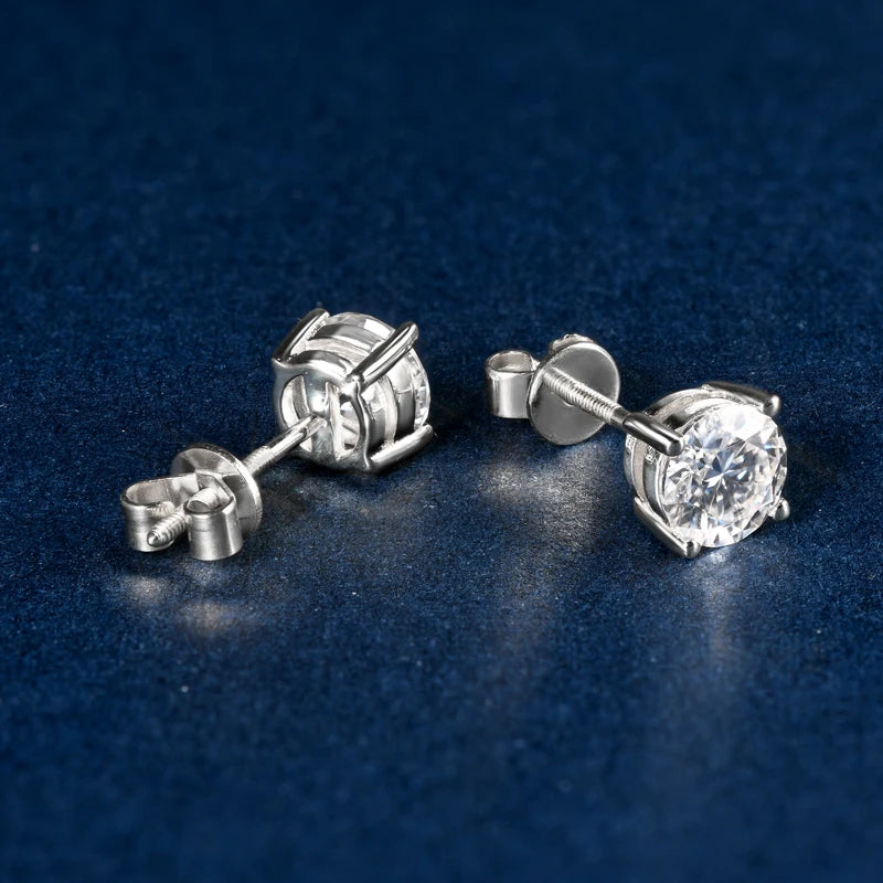 Solid 10K Gold Stud Earrings D Color Moissanite Piercing Earrings 2ct Certified Yellow White Gold Jewelry for Men Women 1.2ct
