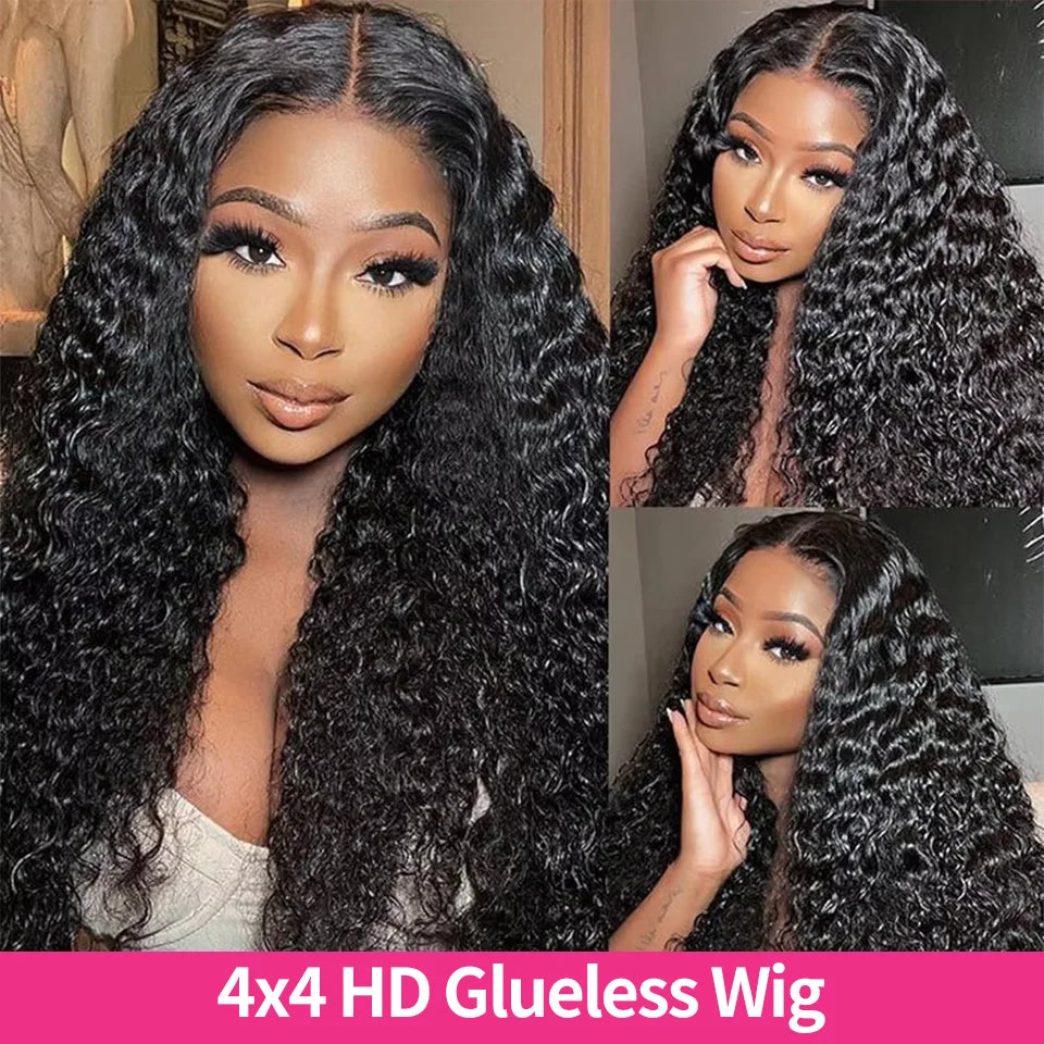 Water Wave Glueless Wig Human Hair Curly 13x6 HD Frontal Wig 250% Deep Wave Lace Front Wigs Wear Go 7x5 HD Lace Closure Wig Sale
