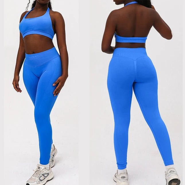 DF yoga Impact yoga outfit two pieces gym set Sports Bra matching leggings pants sets for woman workout clothes suit
