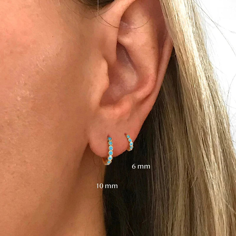 925 Sterling Silver 6mm 8mm 10mm Classic Round Gold Huggie Hoop Earrings for Women Men Tiny Huggie Rock Earrings Jewelry Gifts