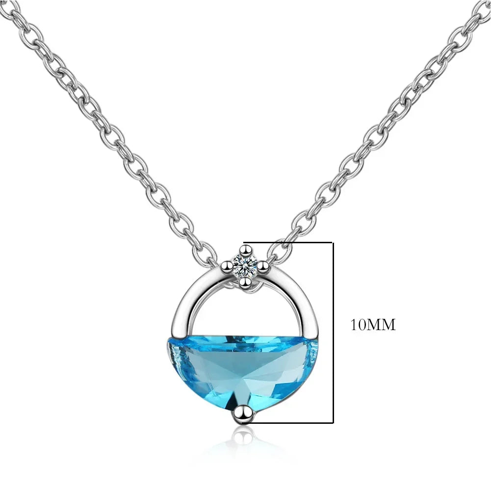 925 Sterling Silver Blue Crystal Elegant Jewelry Sets For Women Wedding Earrings Necklaces Accessories