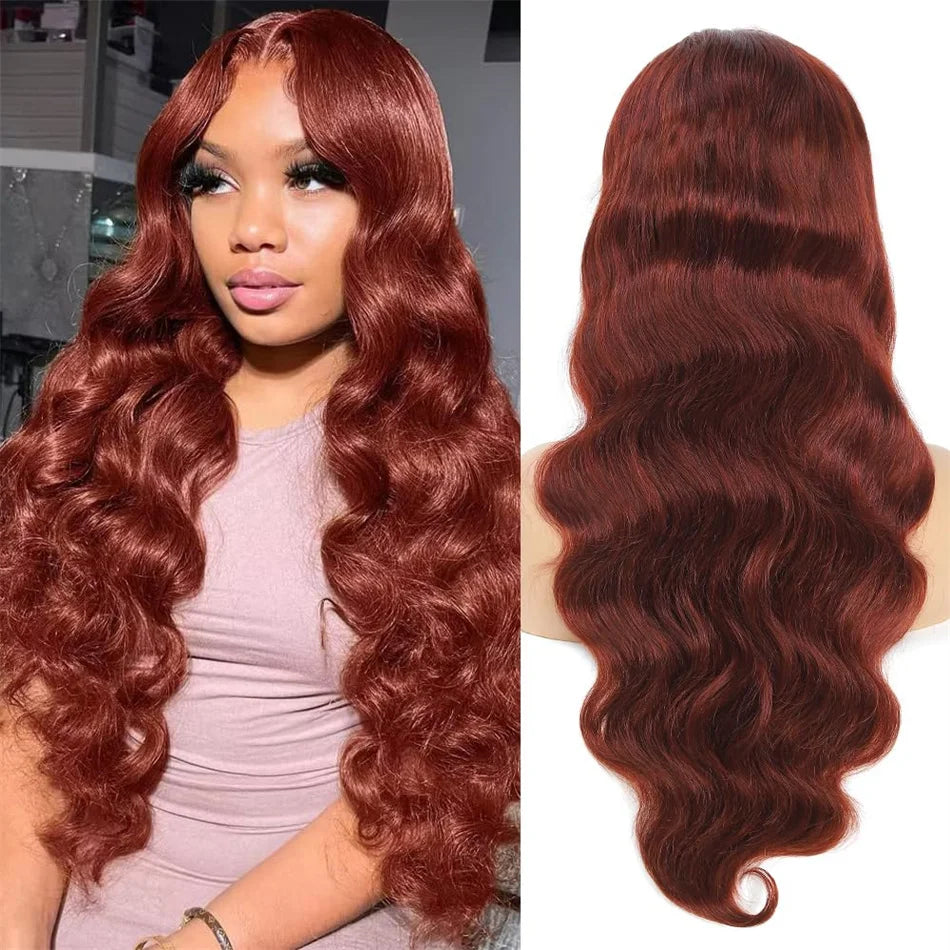 Reddish Brown 13x6 Lace Frontal Wig Brazilian Colored 13x4 Body Wave Human Hair Wigs Hd Transparent 4x4 5x5 Closure Wig 40 Inch