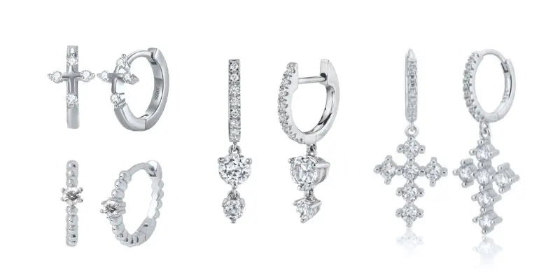 925 Sterling Silver Ear Needle Fashion Hoop Earrings White Crystal Luxury Women's Silver Earrings Wedding Women's Jewelry Gift