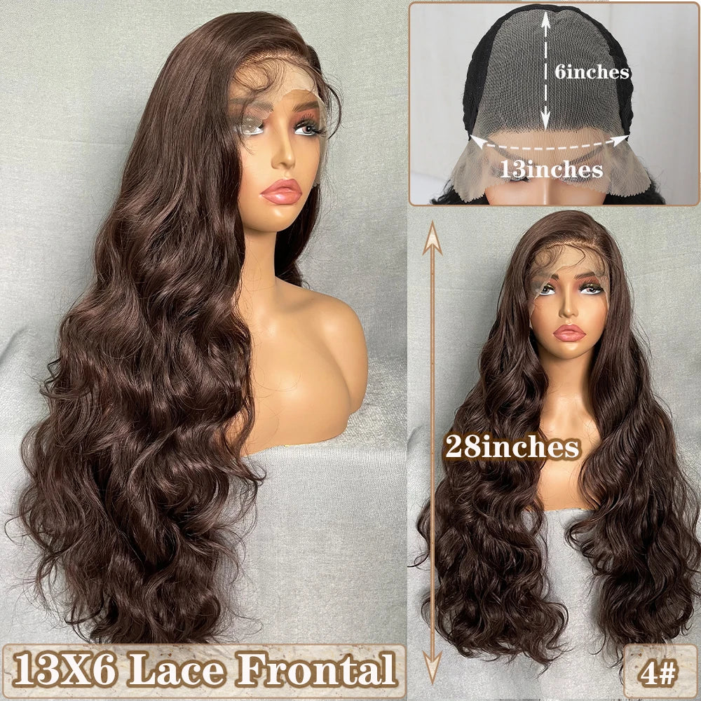 Light Brown Synthetic Lace Wigs X-TRESS Super Long Loose Wave 13x4 Lace Frontal Hair Wig with Baby Hair Daily Fashion New Style