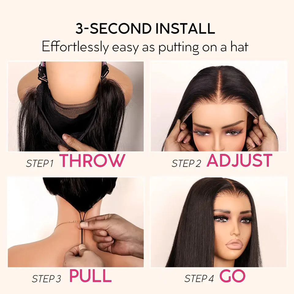 Straight Pull Go 13x6 Lace Wig with Elastic Drawstring 13x6 HD Lace Frontal Wig 5x5 Glueless Wigs Human Hair 13x4 Lace Front Wig